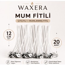 Waxera 12 cm Çıtçıtlı Mum Fitili – Mumlanmış Fitil – 20 Adet