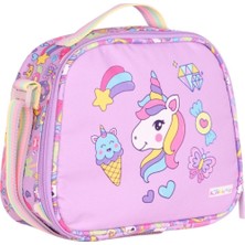 Kaukko Kids Mor Unicorn Baskılı Kız Çocuk Tek Bölmeli Beslenme Çantası