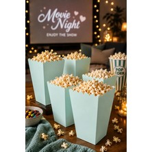 Dodomar Mısır Kutusu Pop Corn Kutusu Su Yeşili 8'li Doğum Günü Parti Sinema Temalı Patlamış Mısır Kutusu