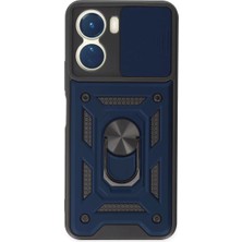 Aparim Newface Vivo Y16 Kılıf Pars Lens Yüzüklü Silikon - Lacivert