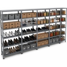 Ayyıldız Raf 31X465X200 cm Beşli Seri Bağlantılı 6 Katlı Modüler Çelik Raf Sistemi – Elektrostatik Fırın Boyalı Çok Amaçlı Depolama ve Ayakkabılık Rafı