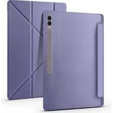 Galaxy Tab S10 Ultra Kılıf Sionel Tri Folding Kalem Bölmeli Standlı Kılıf- Mor