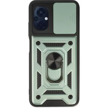 Aparim Newface Xiaomi Poco M5 Kılıf Pars Lens Yüzüklü Silikon - Yeşil