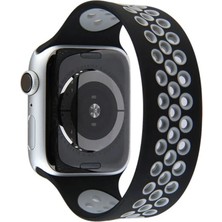 Aparim Newface Apple Watch 42MM Ayarlı Delikli Silikon Kordon - Siyah-Gri