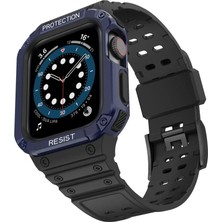 Aparim Newface Apple Watch 42MM KR401 Silikon Kordon - Siyah-Mavi