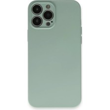 Aparim Newface Apple iPhone 13 Pro Max Kılıf Nano Içi Kadife Silikon - Su Yeşili