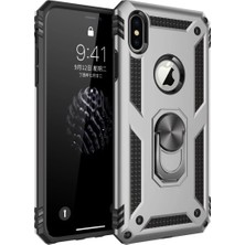 Aparim Newface Apple iPhone Xs Max Kılıf Sofya Yüzüklü Silikon Kapak - Gümüş