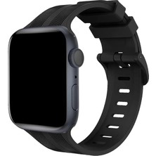 Aparim Newface Apple Watch 38MM KR408 Çizgili Silikon Kordon - Siyah