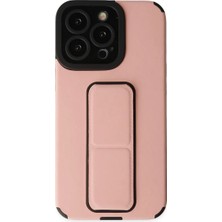Aparim Newface Apple iPhone 13 Pro Max Kılıf Mega Standlı Silikon - Pudra