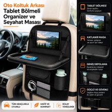 Polham Oto Koltuk Arkası Tablet Bölmeli Organizer, Katlanabilir Seyahat Masası, Çok Bölmeli Araç Içi Düzenleyici
