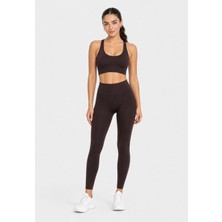Formactive 18001830T Kadın Büstiyer Tayt Takım - Çapraz Sırt Detaylı & Ayar Askılı & Destekli Seamless/Dikişsiz Kahverengi XS/S