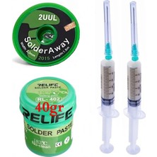 MHM Relıfe RL-402/ Krem Lehim Paste 183°C 40G Flux Lehim Toplama ve 2uul 2015 Emme Teli 2,0mm Lehimleme SETI05