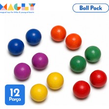 Magly Ball Pack Top Seti – Ball Run ile Uyumlu Top Eklentisi - Çocuklar Için 12 Adet Renkli Ahşap Top