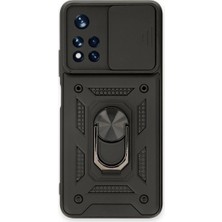 Aparim Newface Xiaomi Redmi Note 11T Kılıf Pars Lens Yüzüklü Silikon - Siyah