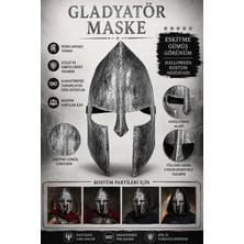 Dodomar Halloween Gladyatör Maske Eskitme Gümüş Roma Savaşçı Kostüm Cadılar Bayramı Parti Yüz Aksesuarı