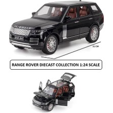 Oyuncak Sahili Range Rover Land Diecast 21CM Metal 1.24 Büyükboy Koleksiyon Model Siyah Araba 6 Kapı Açılır Işık Ses Efektli Far Stop Yanar