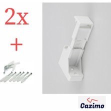 Cazimo 2 Adet Perde Rayı Korniş L Ayak Duvara Montaj Askı Aparatı Plastik