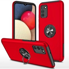 Aparim Newface Samsung Galaxy A02S Kılıf Elit Yüzüklü Kapak - Kırmızı