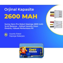 Sunny Hero Power Plus Robot Süpürge 2600 mAh 14.4 V  Batarya – Orjinal Uyumlu Uzun Ömürlü, Yüksek Performans Pil