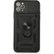 Aparim Newface Apple iPhone 11 Pro Max Kılıf Pars Lens Yüzüklü Silikon - Siyah