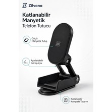 Zilvana Katlanabilir Manyetik Araç Içi Telefon Tutucu – Ayarlanabilir Açılı Yapışkan Tabanlı Siyah