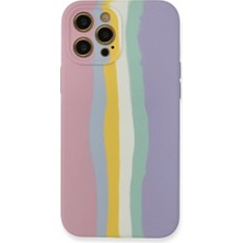Aparim Newface Apple iPhone 12 Pro Max Kılıf Ebruli Lansman Silikon - Pembe-Lila