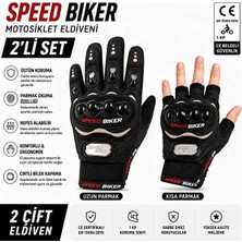SPEED BİKER Motorsiklet Eldiveni Korumalı ve Ce En Belgeli 2 Li Set Siyah