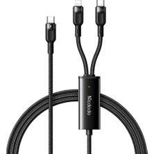Asitan CA-8780 2in1 100W Type-C To Lightning & Type-C Pd Ledli Data-Şarj Kablo 1.2m-Siyah