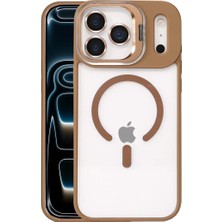 Aparim Joko Apple iPhone 17 Pro Max Remim Lensli Magsafe Standlı Kapak - Kahverengi