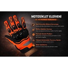 SPEED BİKER Babe 3 Mevsim Oranj Motorsiklet Eldiveni Reflektörlü