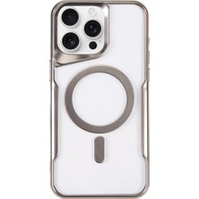Aparim Newface Apple iPhone 16 Pro Max Kılıf Boyi Magsafe Silikon Kapak - Gümüş