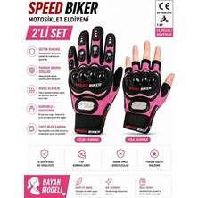SPEED BİKER Pembe Motorsiklet Eldiveni Korumalı ve Ce En Belgeli 2 Li Set