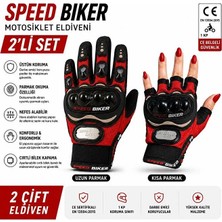 SPEED BİKER Motorsiklet Eldiveni Korumalı ve Ce En Belgeli 2 Li Set Kırmızı
