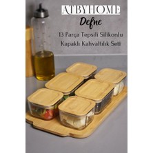 Atbyhome Defne 13 Parça Vakumlu Kapaklı Tepsili Cam Kahvaltılık Seti Lüx Kahvaltı Takımı