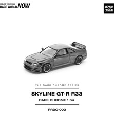 Pop Race 1:64 Nissan Skyline Gt-R R33 400R Dark Chrome Edition PRDC003 Diecast Model Araba