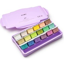 Himi Hımı Jelly Cup Gouache Set - 18 Renk 30 gr (Purple Case - Pastel Edition) H-TST123