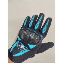 SPEED BİKER Motorsiklet Eldiveni Mavi Siyah Carbon Korumalı Ce En 13594 Sertifikalı Ürün