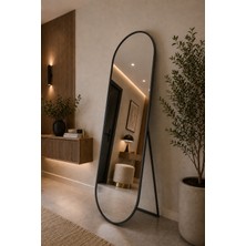 Effe Yapı Dekor Siyah Metal Çerçeveli 180X60 cm Elips Model Ayaklı Boy Aynası