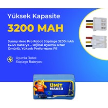 Sunny Hero Power Plus Robot Süpürge 3200 mAh 14.4 V  Batarya – Orjinal Uyumlu Uzun Ömürlü, Yüksek Performans Pil