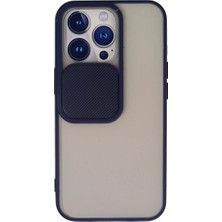 İyisi Olsun Newface Apple iPhone 13 Pro Kılıf Palm Buzlu Kamera Sürgülü Silikon - Lacivert