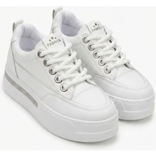 Zerenyus LULU Premium Ortopedik Beyaz Gizli Topuk Kadın Sneakers 8 cm