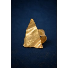 Bereka Jewelry 925 Ayar Gümüş 18K Altın Kaplama El Işçiliği Heykelsi Yüzük - Monolith