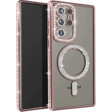 Aparim Newface Samsung Galaxy S25 Ultra Kılıf Joke Simli Magneticsafe Kılıf - Pembe