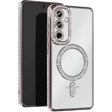 Aparim Newface Samsung Galaxy S25 Kılıf Joke Simli Magneticsafe Kılıf - Gümüş