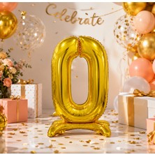 Dodomar 0 Altın Ayaklı Folyo Rakam Balon 32 Inç Rps Doğum Günü Parti Süsü