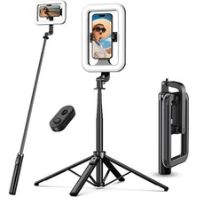 Asitan Bluetooth Kumandalı Şarjlı 8 Inç LED Ring Light | Katlanabilir Selfie Çubuğu ve Tripod | 3 Ren