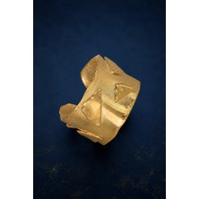 Bereka Jewelry 925 Ayar Gümüş 18K Altın Kaplama El Işçiliği Geometrik Yüzük - Tectonic