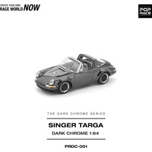 Pop Race 1:64 Porsche 911 Singer Targa Dark Chrome Edition PRDC001 Diecast Model Araba