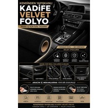 Esemiz Kendinden YAPIŞKANLI(50CM x 2 Metre) Siyah Süet Kadife Velvet Folyo