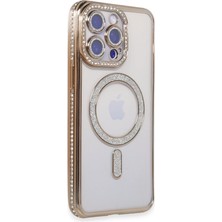 Aparim Newface Apple iPhone 15 Pro Kılıf Joke Simli Magneticsafe Kılıf - Gold